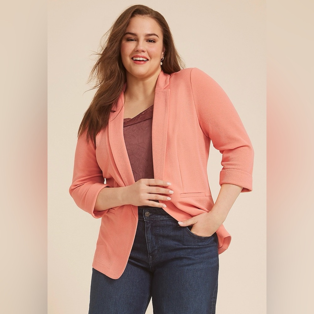 Maurices Versa Open Front Coral Blazer